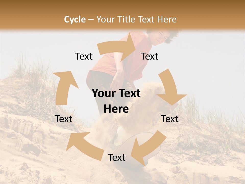 Teenager Sand Boarding Down A Sand Dune PowerPoint Template