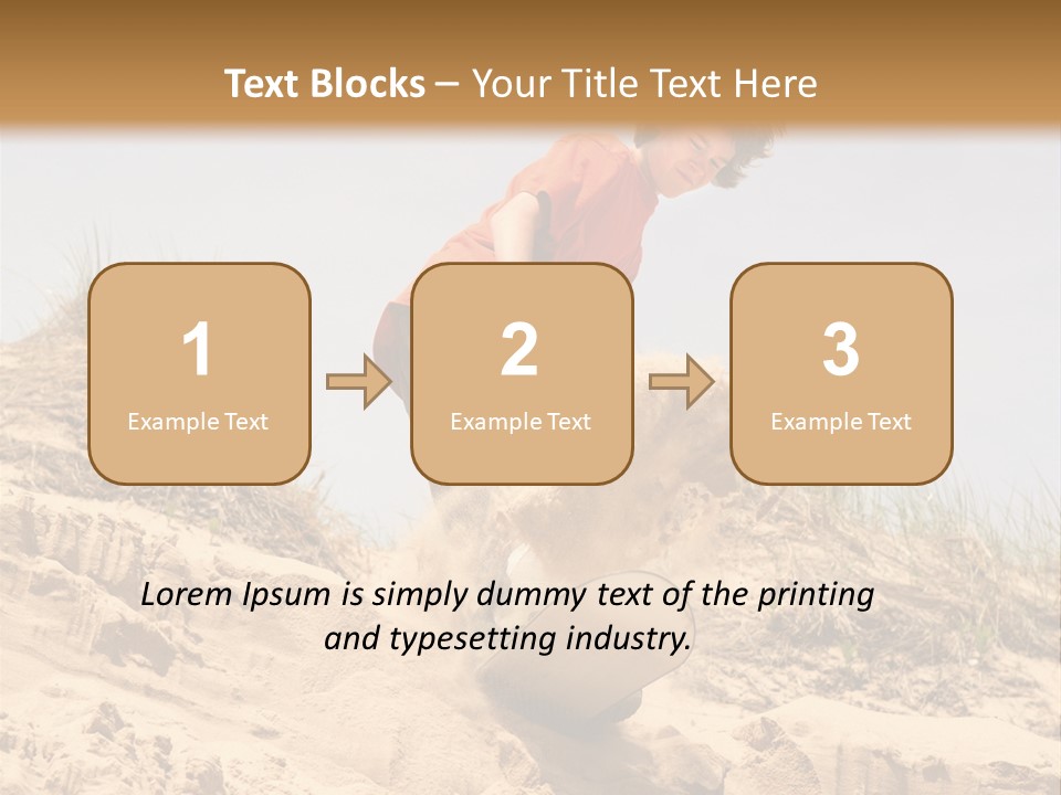 Teenager Sand Boarding Down A Sand Dune PowerPoint Template