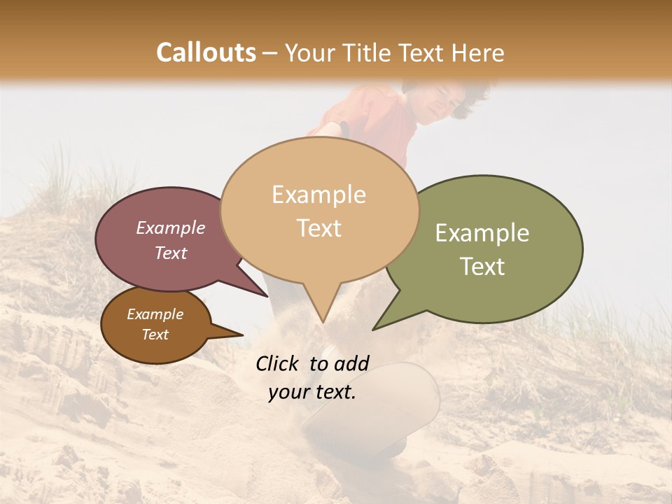 Teenager Sand Boarding Down A Sand Dune PowerPoint Template