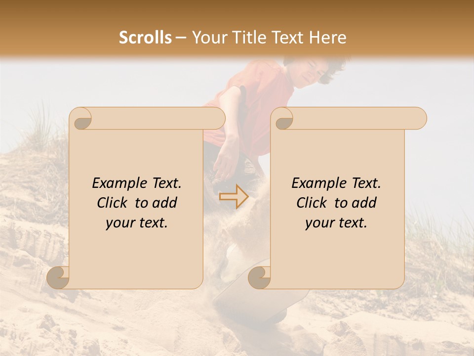 Teenager Sand Boarding Down A Sand Dune PowerPoint Template