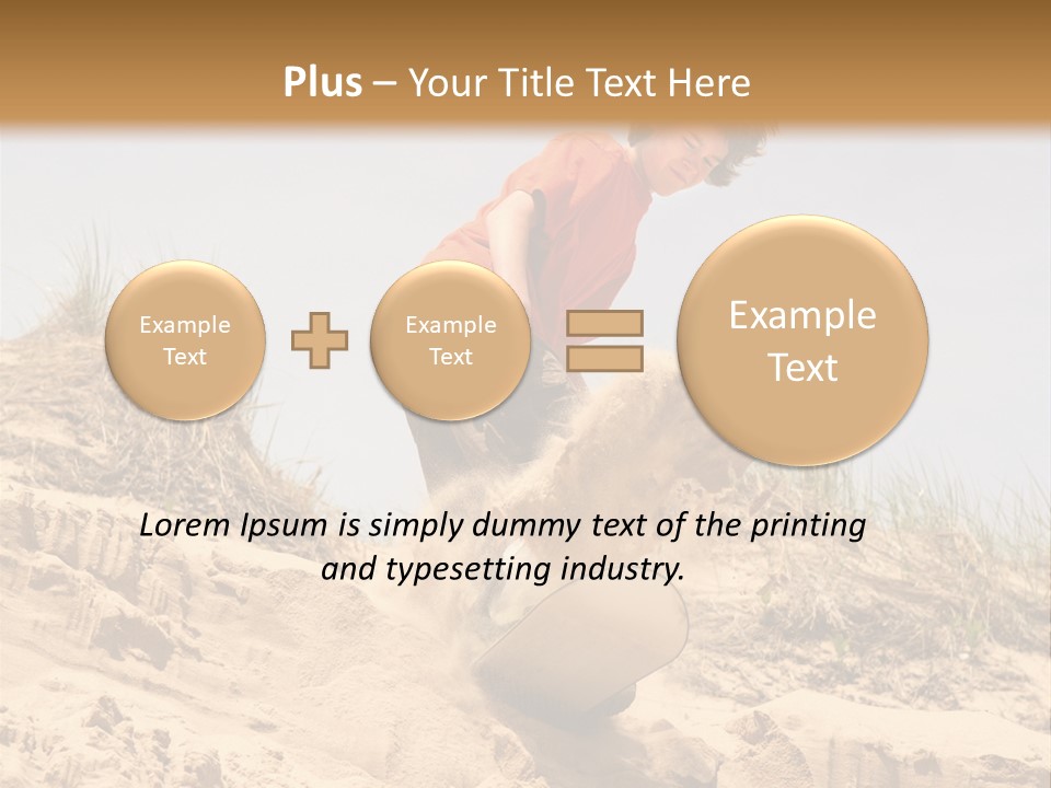 Teenager Sand Boarding Down A Sand Dune PowerPoint Template