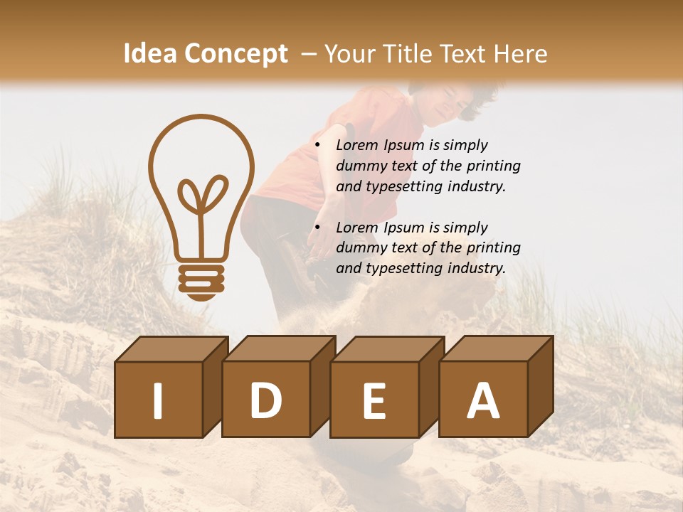 Teenager Sand Boarding Down A Sand Dune PowerPoint Template