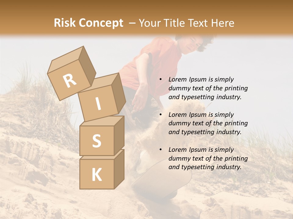 Teenager Sand Boarding Down A Sand Dune PowerPoint Template