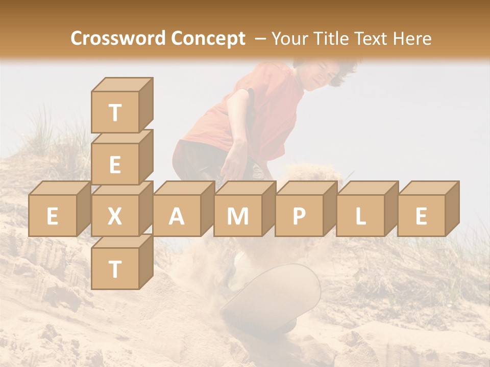 Teenager Sand Boarding Down A Sand Dune PowerPoint Template