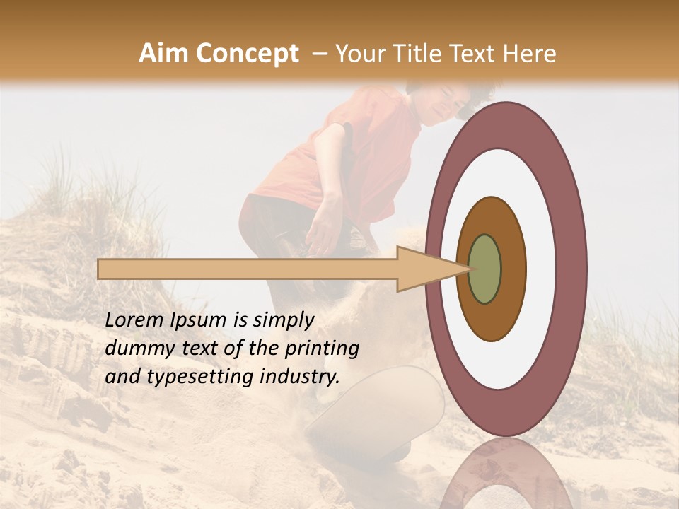 Teenager Sand Boarding Down A Sand Dune PowerPoint Template