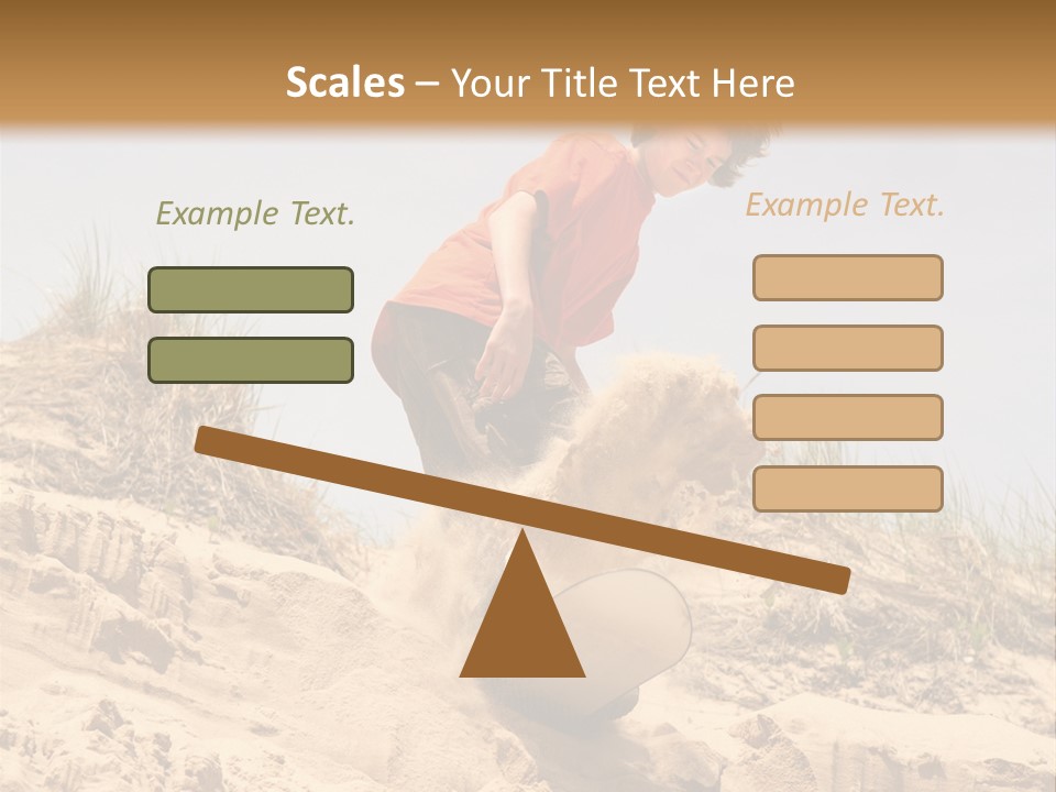 Teenager Sand Boarding Down A Sand Dune PowerPoint Template