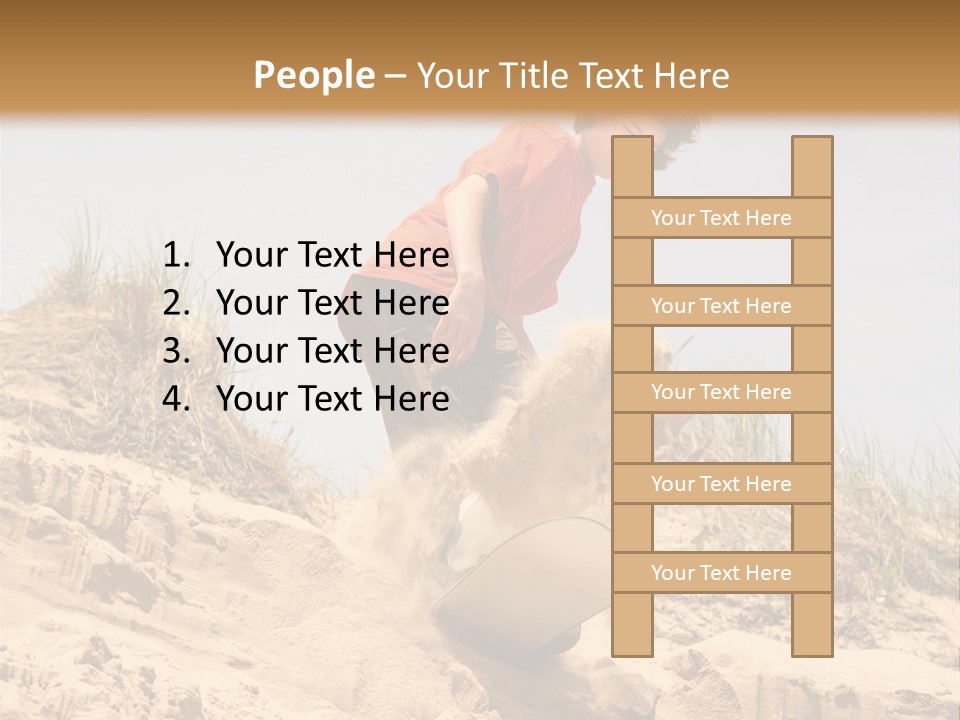 Teenager Sand Boarding Down A Sand Dune PowerPoint Template