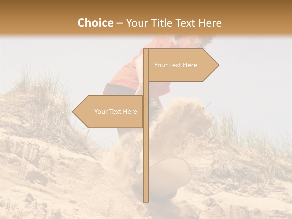 Teenager Sand Boarding Down A Sand Dune PowerPoint Template