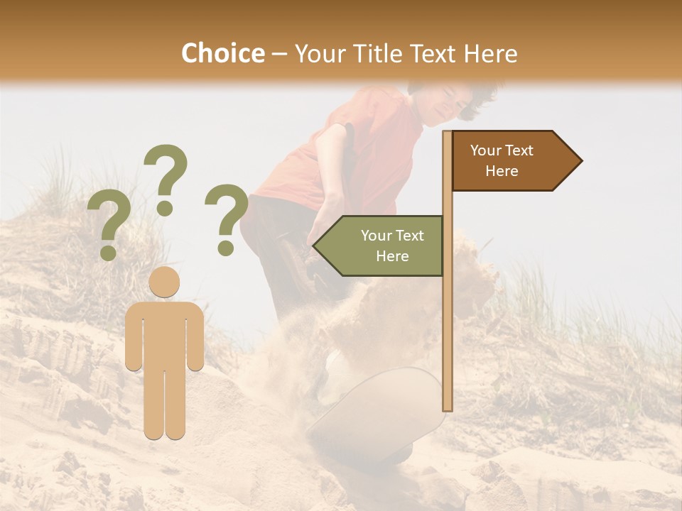 Teenager Sand Boarding Down A Sand Dune PowerPoint Template