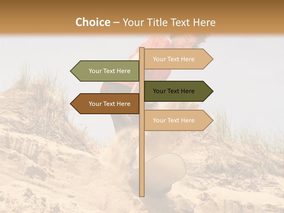 Teenager Sand Boarding Down A Sand Dune PowerPoint Template