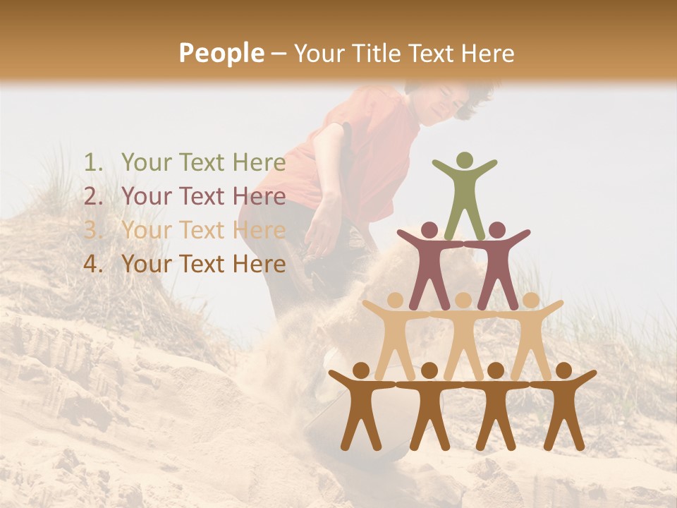 Teenager Sand Boarding Down A Sand Dune PowerPoint Template