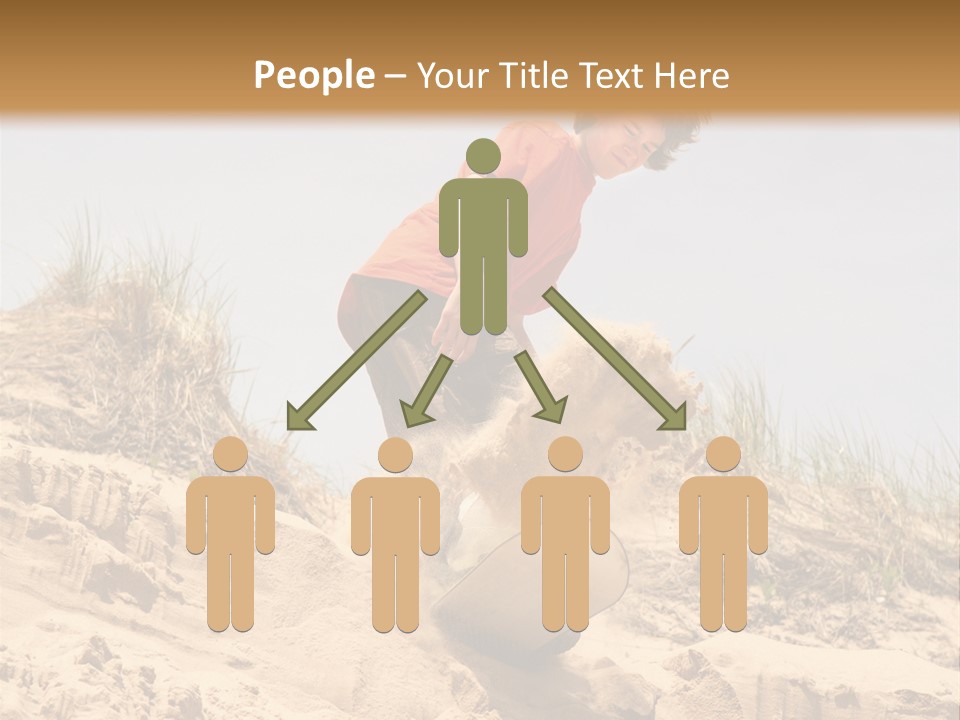 Teenager Sand Boarding Down A Sand Dune PowerPoint Template