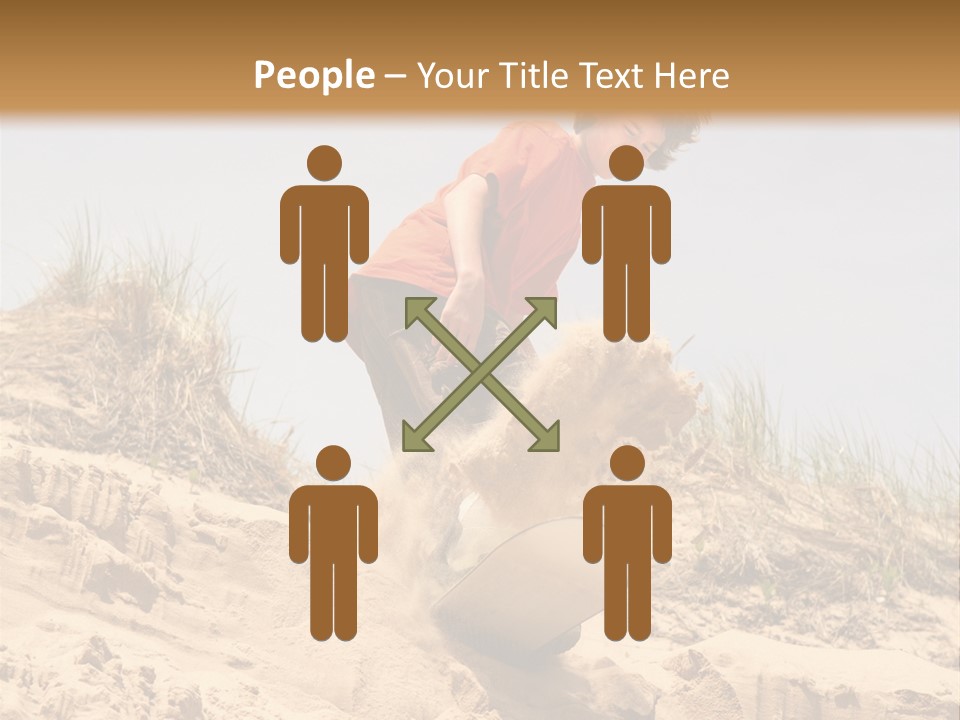 Teenager Sand Boarding Down A Sand Dune PowerPoint Template