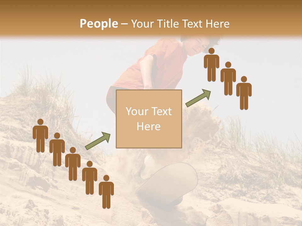 Teenager Sand Boarding Down A Sand Dune PowerPoint Template