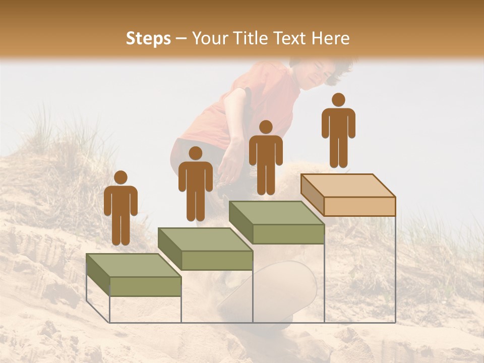 Teenager Sand Boarding Down A Sand Dune PowerPoint Template