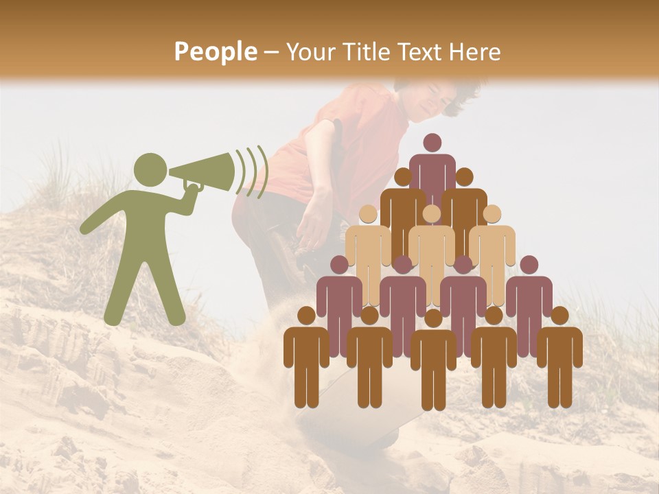 Teenager Sand Boarding Down A Sand Dune PowerPoint Template