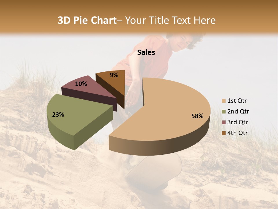 Teenager Sand Boarding Down A Sand Dune PowerPoint Template