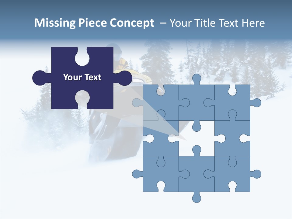 High Key Snowmobile Taken A Jump In Snow PowerPoint Template