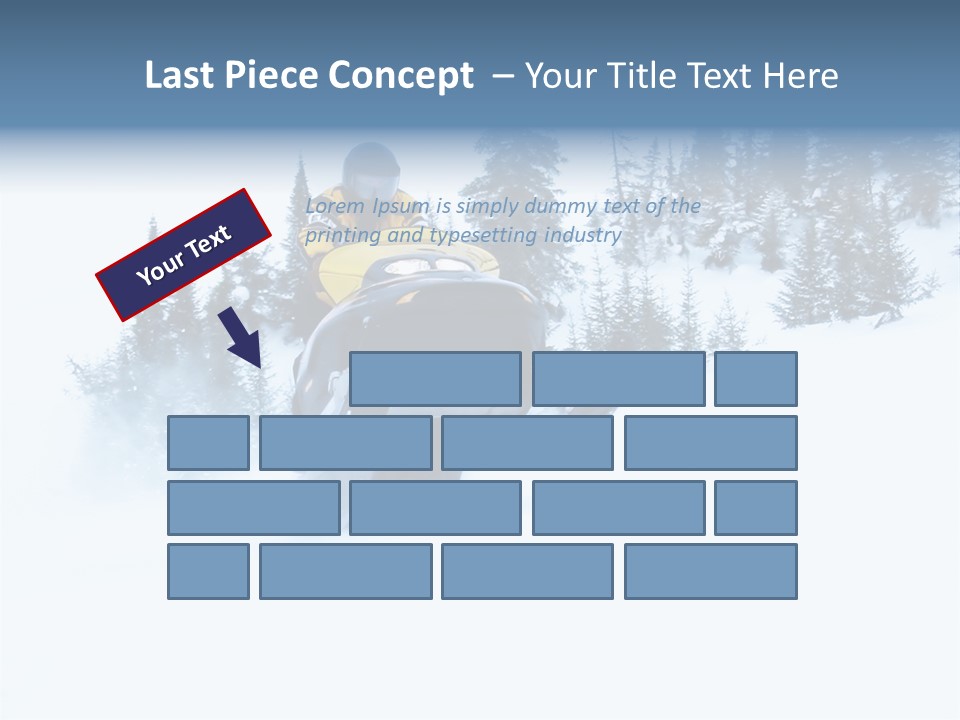 High Key Snowmobile Taken A Jump In Snow PowerPoint Template