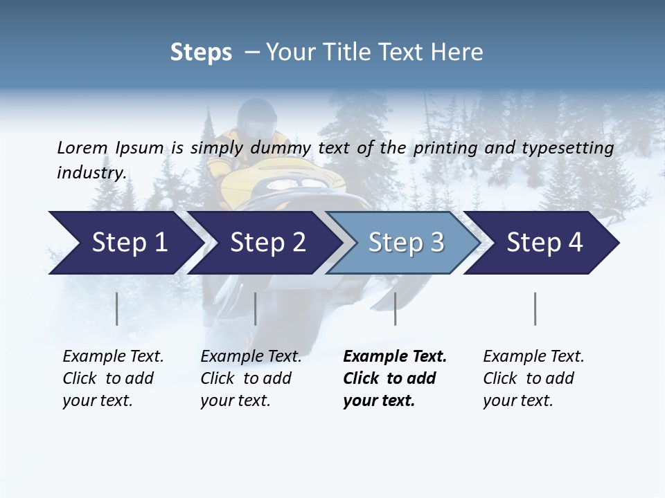 High Key Snowmobile Taken A Jump In Snow PowerPoint Template