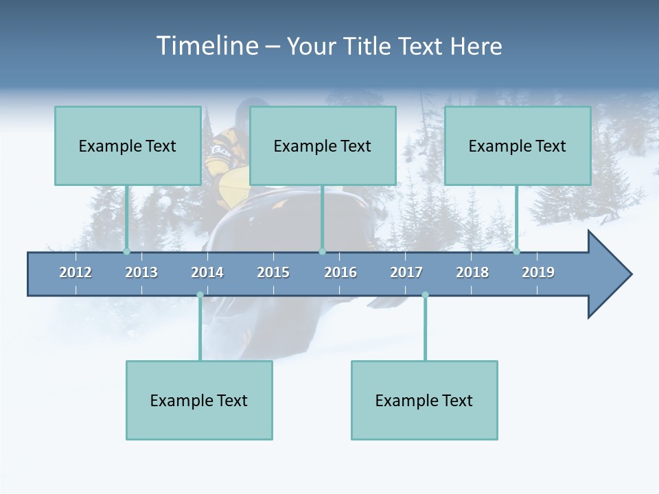 High Key Snowmobile Taken A Jump In Snow PowerPoint Template