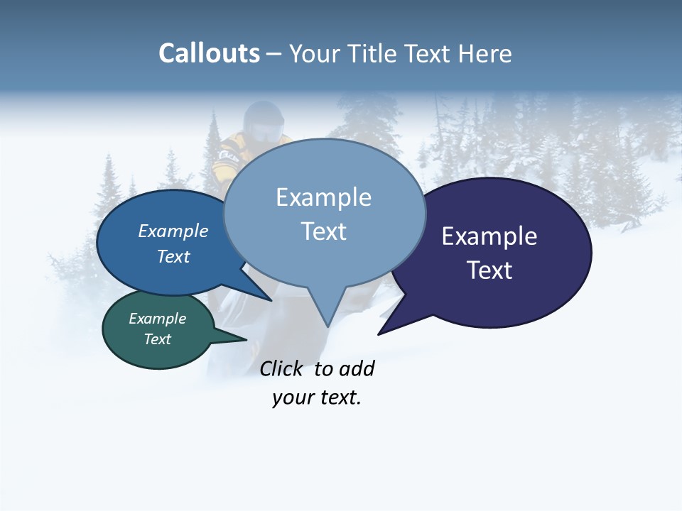High Key Snowmobile Taken A Jump In Snow PowerPoint Template