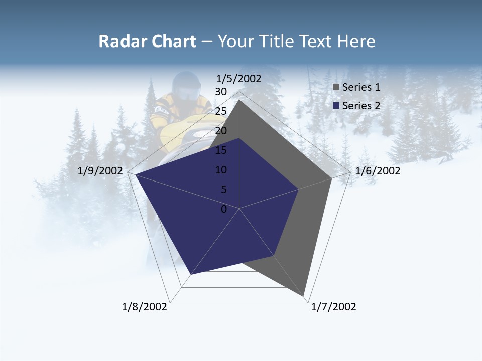 High Key Snowmobile Taken A Jump In Snow PowerPoint Template
