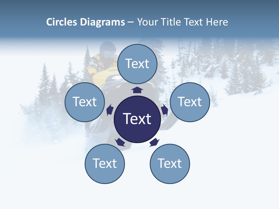 High Key Snowmobile Taken A Jump In Snow PowerPoint Template