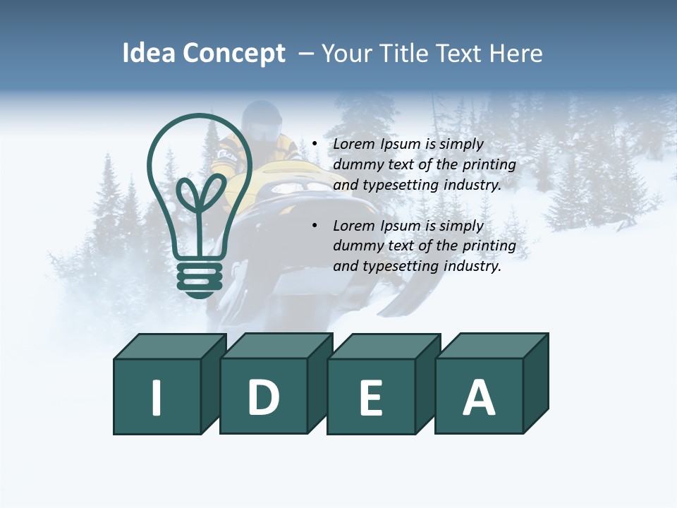 High Key Snowmobile Taken A Jump In Snow PowerPoint Template