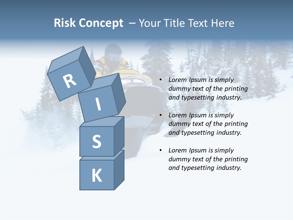 High Key Snowmobile Taken A Jump In Snow PowerPoint Template