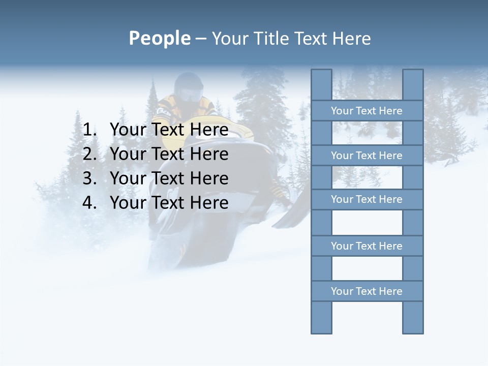 High Key Snowmobile Taken A Jump In Snow PowerPoint Template