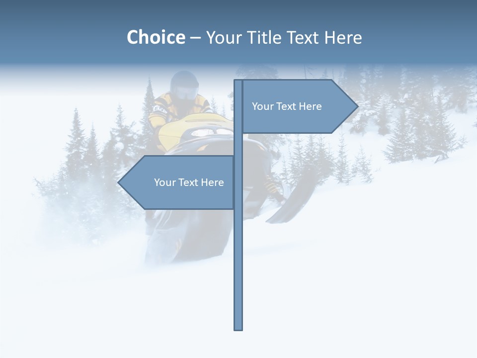 High Key Snowmobile Taken A Jump In Snow PowerPoint Template