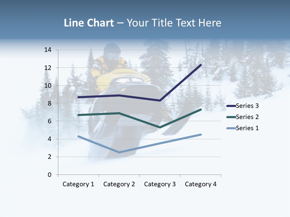 High Key Snowmobile Taken A Jump In Snow PowerPoint Template