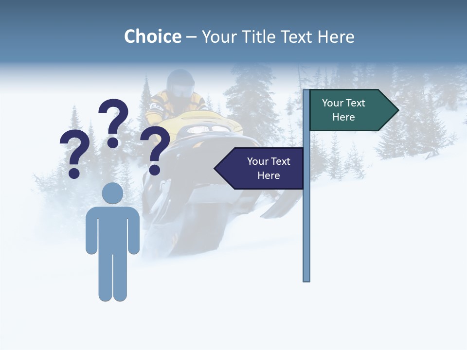 High Key Snowmobile Taken A Jump In Snow PowerPoint Template