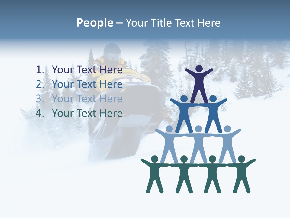 High Key Snowmobile Taken A Jump In Snow PowerPoint Template