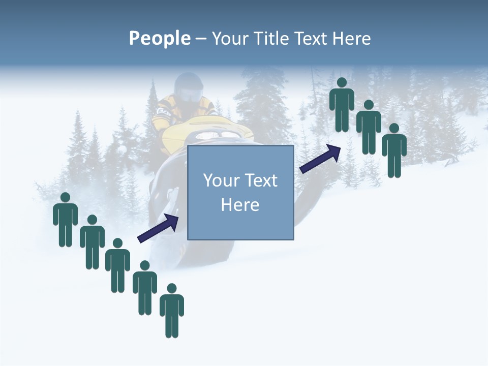 High Key Snowmobile Taken A Jump In Snow PowerPoint Template