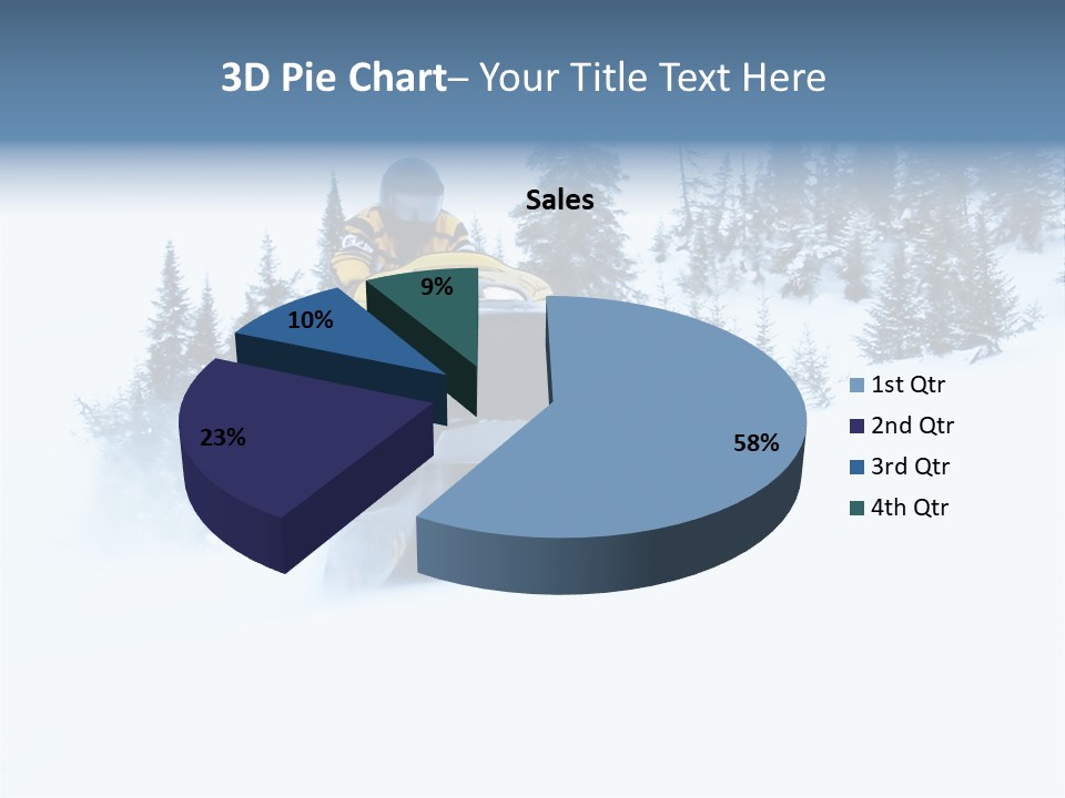 High Key Snowmobile Taken A Jump In Snow PowerPoint Template