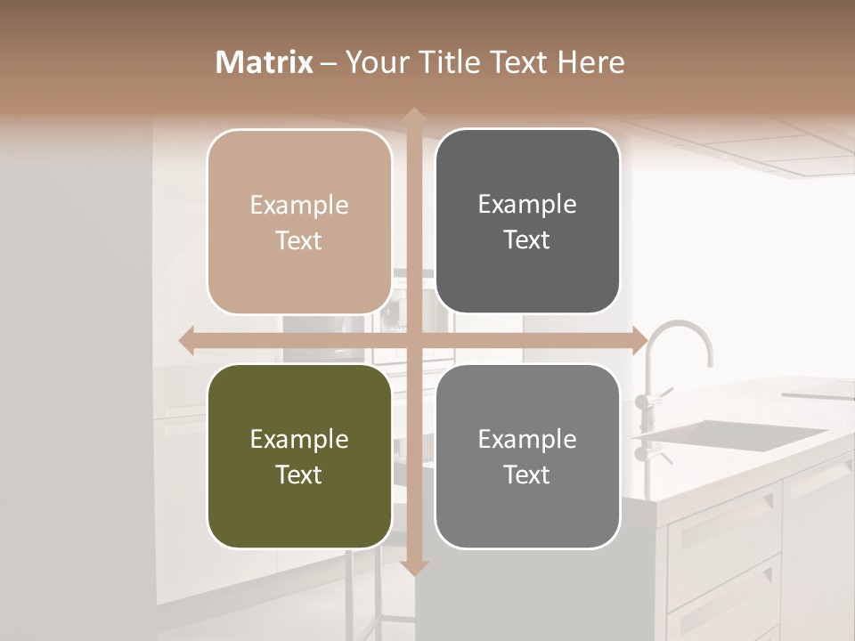 Interior Of Big White Kitchen In Apartment PowerPoint Template