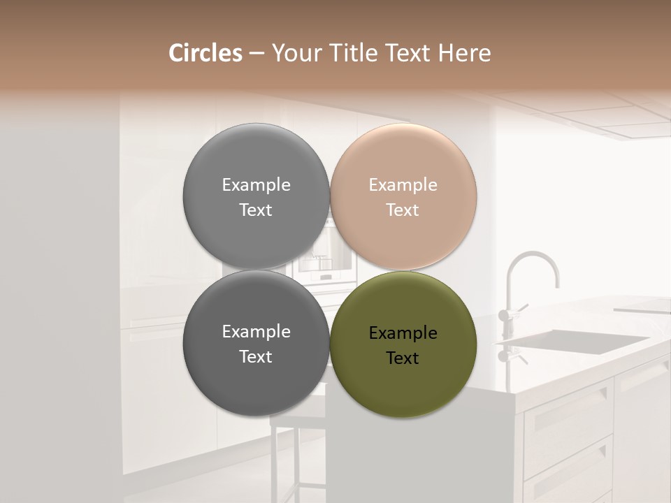 Interior Of Big White Kitchen In Apartment PowerPoint Template