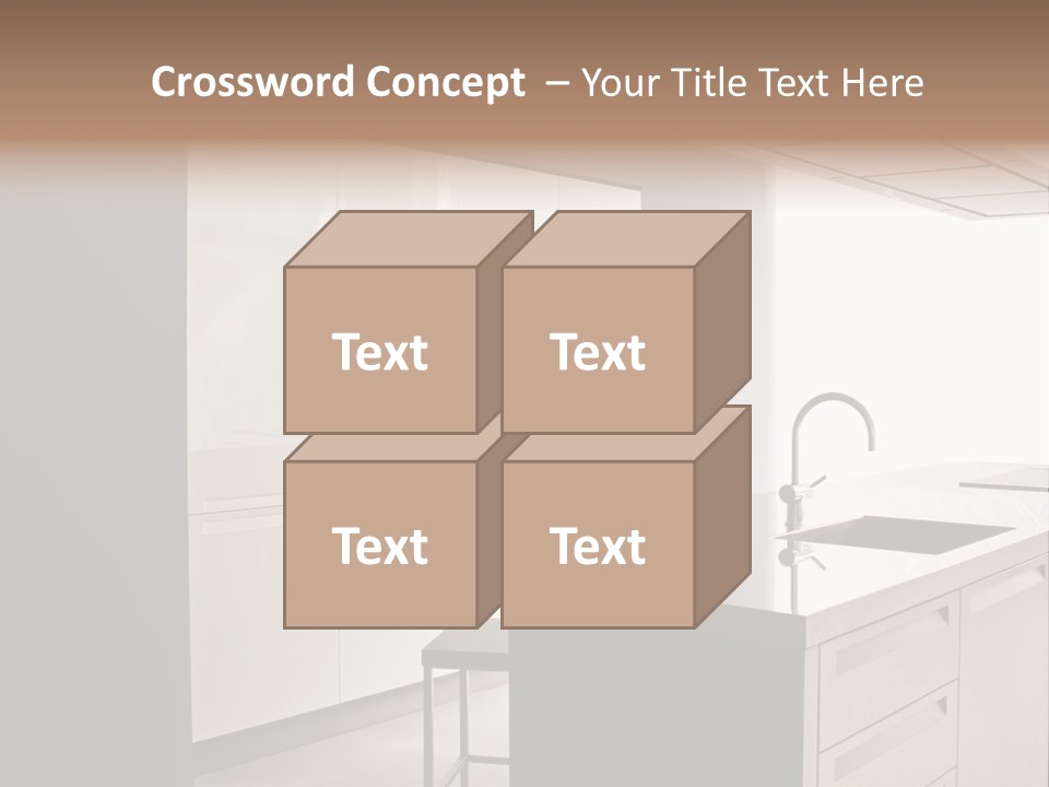 Interior Of Big White Kitchen In Apartment PowerPoint Template