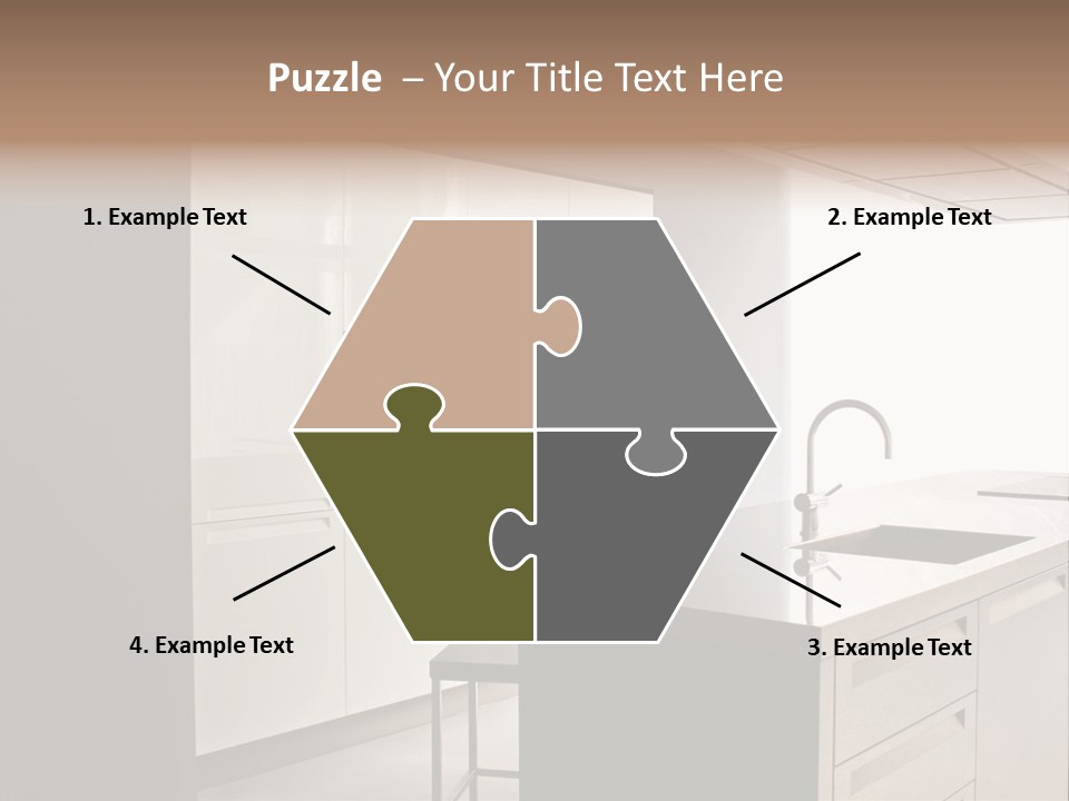 Interior Of Big White Kitchen In Apartment PowerPoint Template