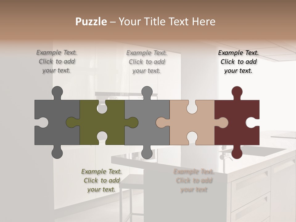 Interior Of Big White Kitchen In Apartment PowerPoint Template