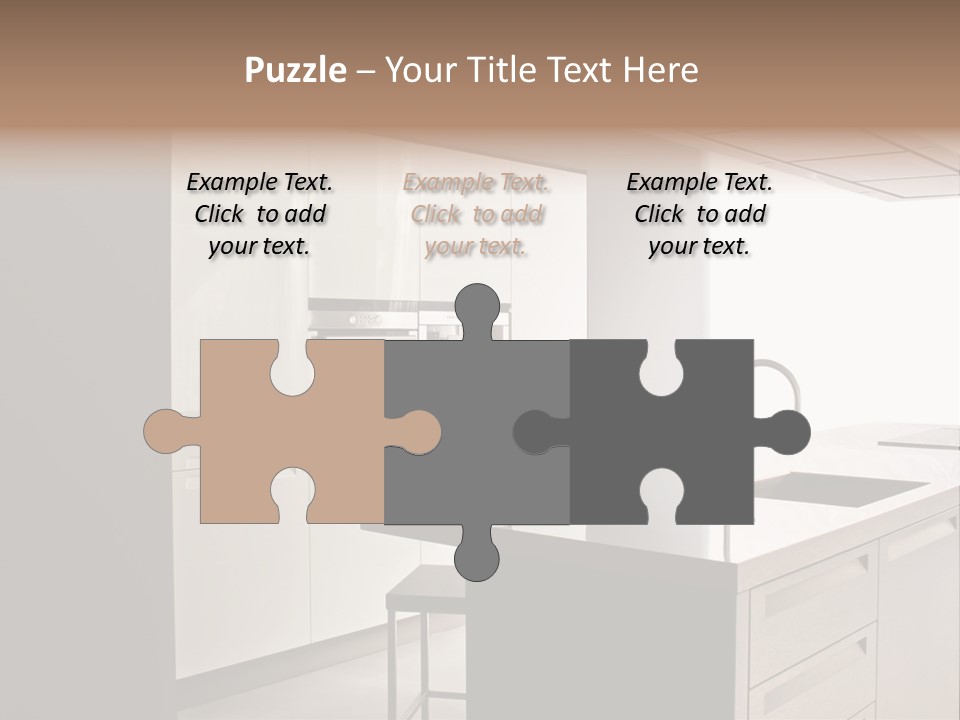 Interior Of Big White Kitchen In Apartment PowerPoint Template