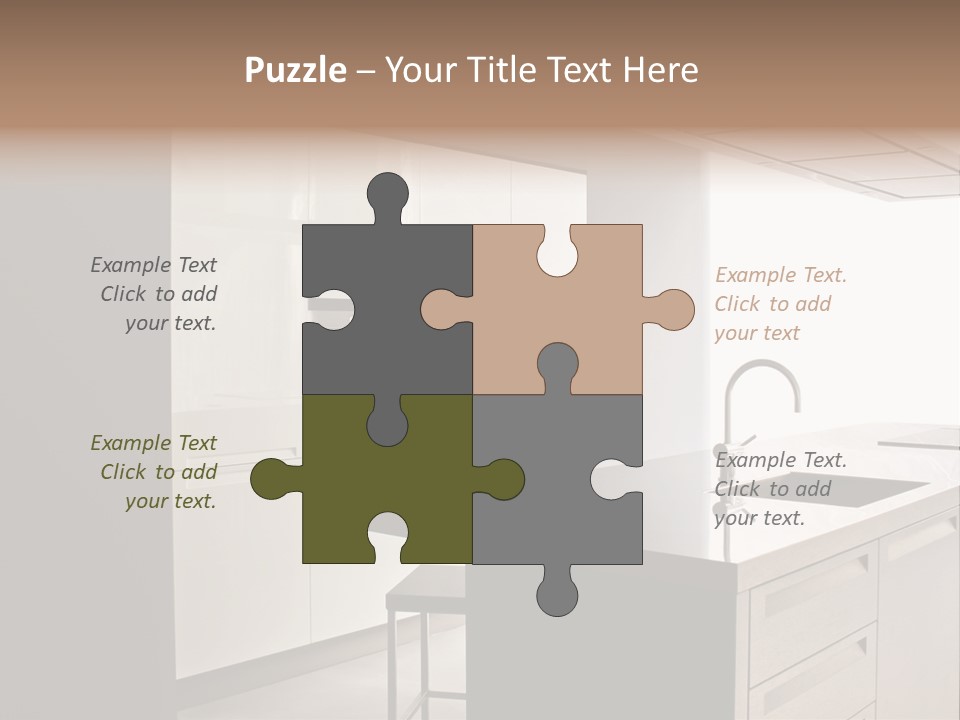 Interior Of Big White Kitchen In Apartment PowerPoint Template