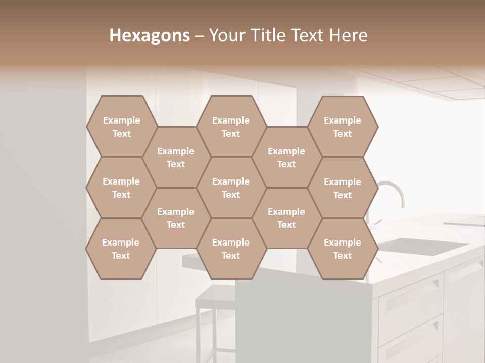 Interior Of Big White Kitchen In Apartment PowerPoint Template