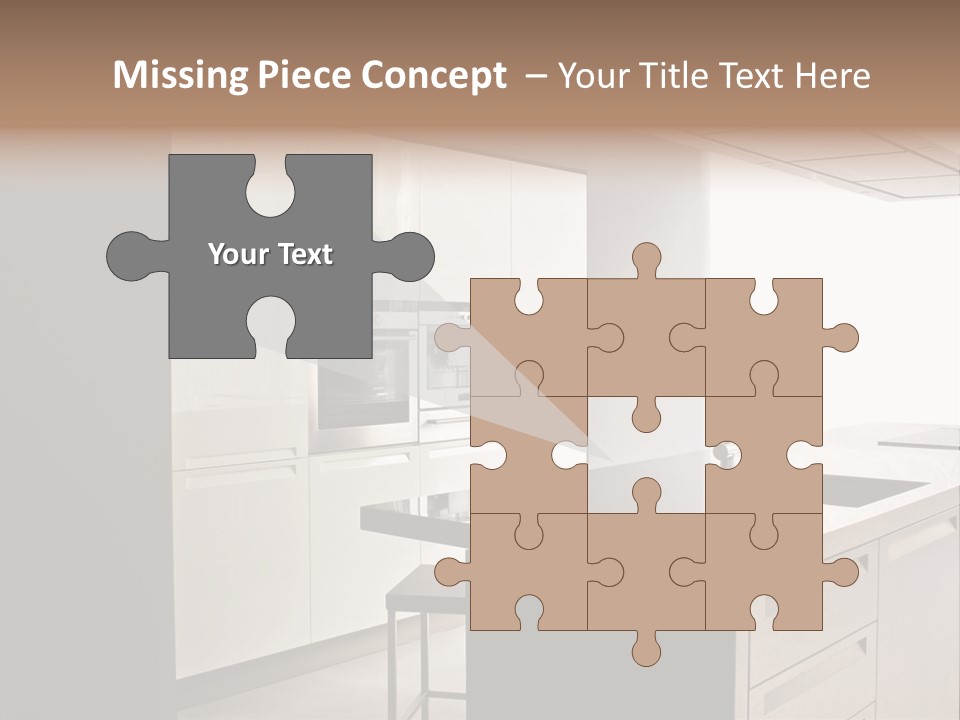 Interior Of Big White Kitchen In Apartment PowerPoint Template