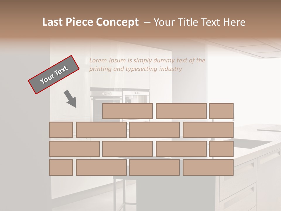 Interior Of Big White Kitchen In Apartment PowerPoint Template