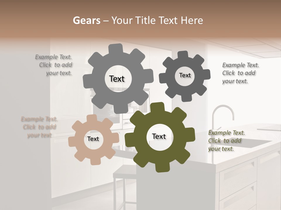 Interior Of Big White Kitchen In Apartment PowerPoint Template