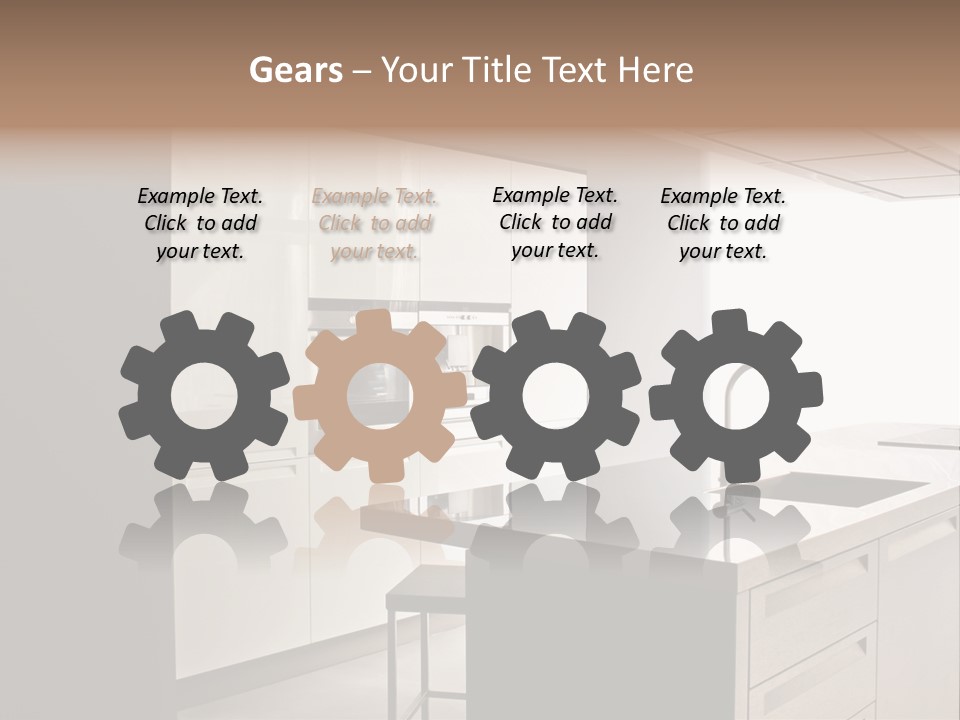 Interior Of Big White Kitchen In Apartment PowerPoint Template