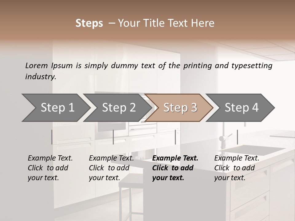 Interior Of Big White Kitchen In Apartment PowerPoint Template